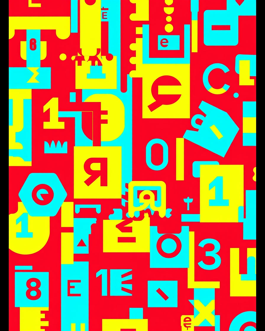 Bold Red Yellow Turquoise Geometric Collage Rug