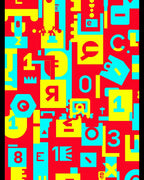 Bold Red Yellow Turquoise Geometric Collage Rug