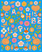 Retro Orange Floral Hearts Rabbits Rug