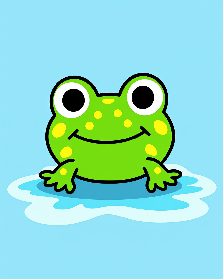 Cute Green Frog Water Splash Rug