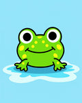 Cute Green Frog Water Splash Rug