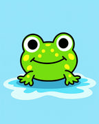 Cute Green Frog Water Splash Rug