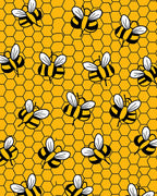 Yellow Honeycomb Bees Repeating Rug