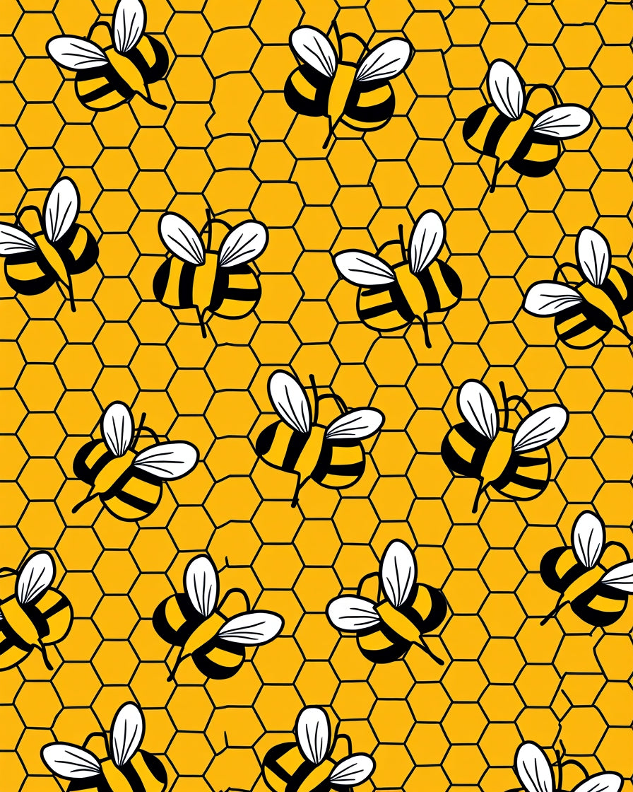 Yellow Honeycomb Bees Repeating Rug