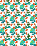 Vibrant Teal Orange Green Foliage Rug