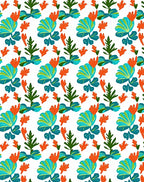 Vibrant Teal Orange Green Foliage Rug