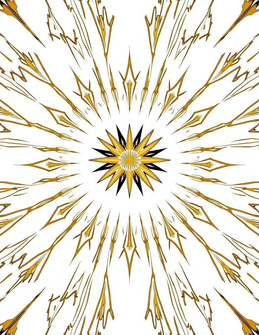 Golden Sunburst Radiating Star Rug