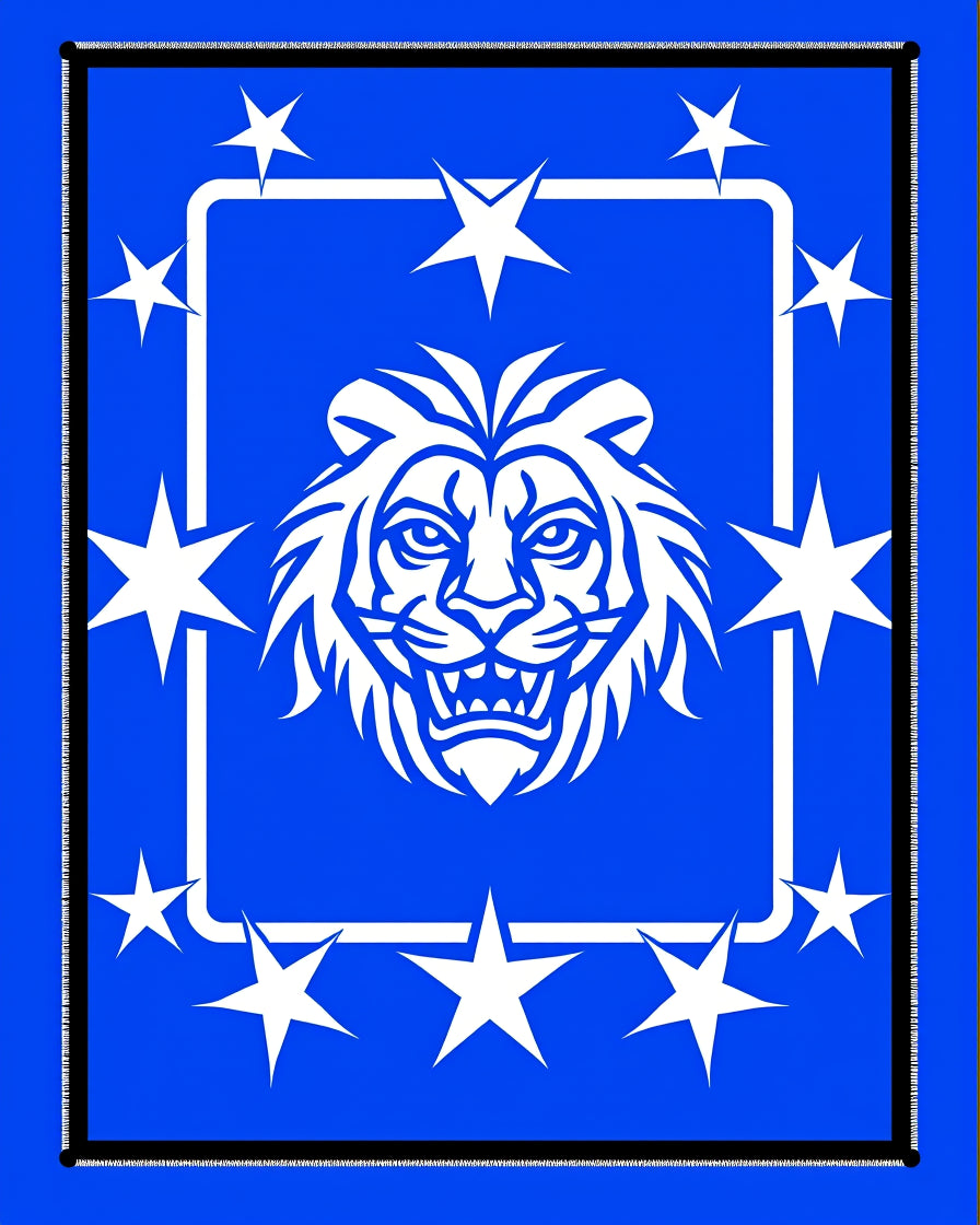 Royal Blue Lion Starburst Rug