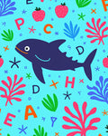 Playful Shark Underwater Alphabet Garden Rug