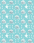 Aqua White Shell Starburst Repeating Rug