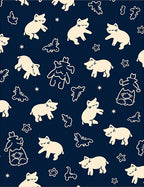 Cream Kittens And Stars Navy Rug