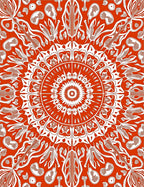 Vibrant Orange White Mandala Art Rug