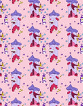 Funny Pink Alien Tower Illustration Rug
