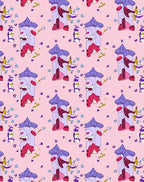 Funny Pink Alien Tower Illustration Rug