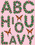 Pink Floral Alphabet Butterfly Garden Rug