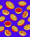 Vibrant Red Citrus Slices Rug
