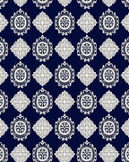 Navy Ivory Medallion Diamond Rug