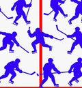 Blue Hockey Player Red Stripe Repeat Rug
