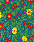 Crimson Yellow Floral Leafy Vine Rug