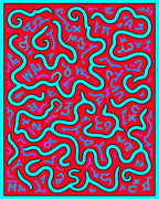 Red Teal Abstract Scribble Maze Rug