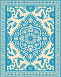 Blue Floral Medallion Cream Rug