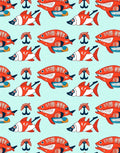 Red Coral Fish School Repeat Rug