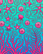 Vibrant Pink Coral Starfish Sea Garden Rug