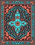 Coral Teal Floral Symmetry Rug