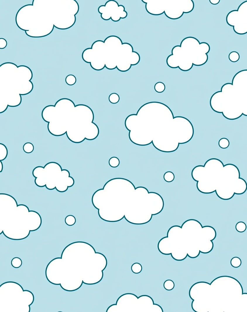 Whimsical Light Blue Cloudscape Rug