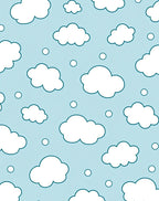 Whimsical Light Blue Cloudscape Rug