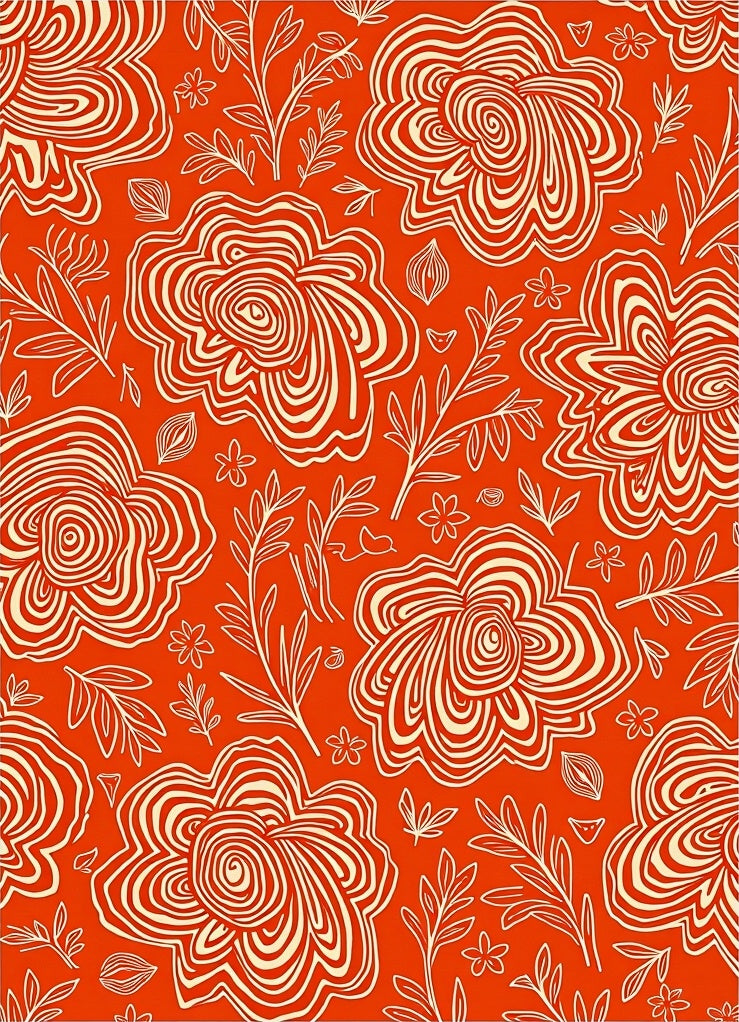 Abstract Coral Bloom Floral Artwork Rug