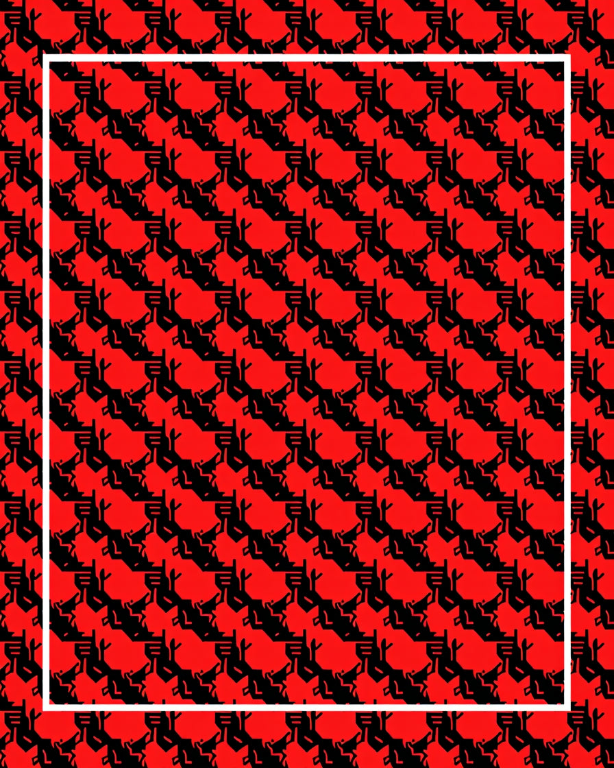 Bold Red Interlocking Geometric Shape Rug