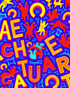 Vibrant Red Yellow Characters Playful Rug
