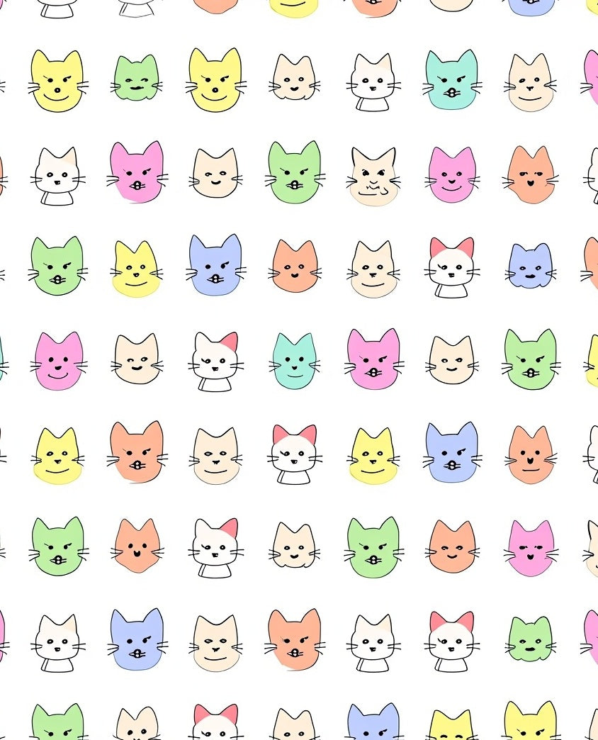 Playful Pastel Cat Faces Repeating Rug