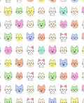 Playful Pastel Cat Faces Repeating Rug