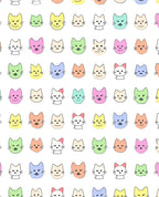 Playful Pastel Cat Faces Repeating Rug