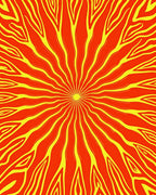 Vibrant Orange Yellow Sunburst Rays Rug