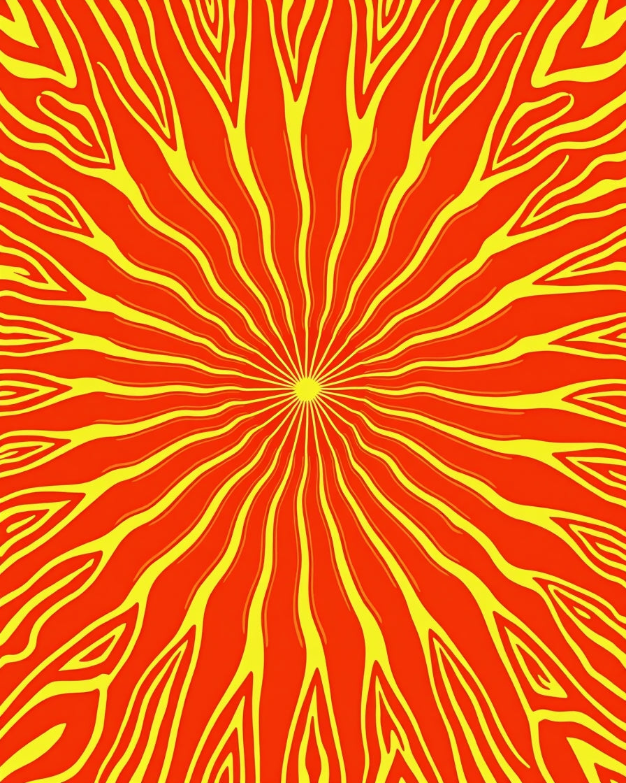 Vibrant Orange Yellow Sunburst Rays Rug