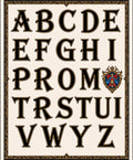 Vintage Serif Alphabet Cream Border Rug