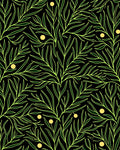 Chartreuse Leafy Branches with Gold Dots Rug