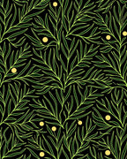 Chartreuse Leafy Branches with Gold Dots Rug