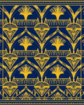 Art Deco Navy Gold Fan Motif Rug