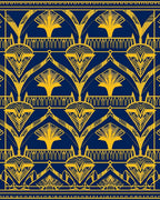 Art Deco Navy Gold Fan Motif Rug