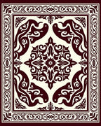 Deep Maroon Ornate Medieval TapestryRug Rug