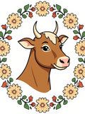 Whimsical Brown Cow Floral Wreath Rug