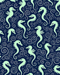 Navy Mint Seahorse Swirl Motif Rug