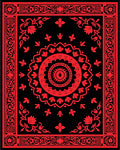 Red Floral Medallion Border Rug