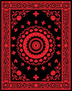 Red Floral Medallion Border Rug