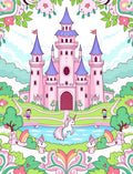 Whimsical Pink Castle Unicorn Garden Rug