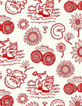 Red Whimsical Sketchy Animal Floral Rug